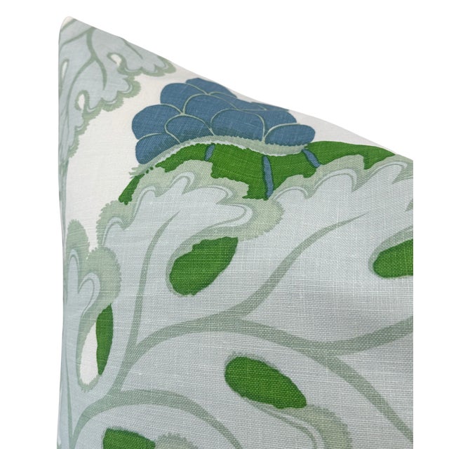 Traditional Carnival Floral Pillow Cover in Green For Sale - Image 3 of 3