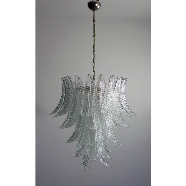 Italian Leaf Chandeliers in the Style of Barovier & Toso, Murano, Set of 2 For Sale - Image 9 of 11