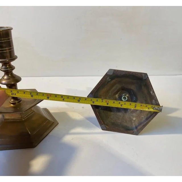 Metal Vintage Church Altar Candlesticks in Brass, 1930s, Set of 2 For Sale - Image 7 of 8