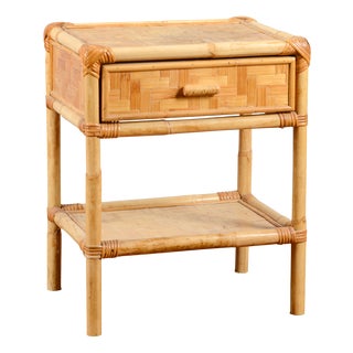 Vintage Bamboo Bedside Table, 1970s For Sale