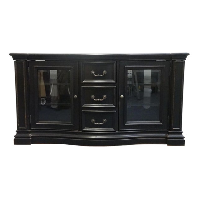 Hooker Furniture Black Painted Contemporary Modern 61" Media Console Cabinet 429-55-480 For Sale