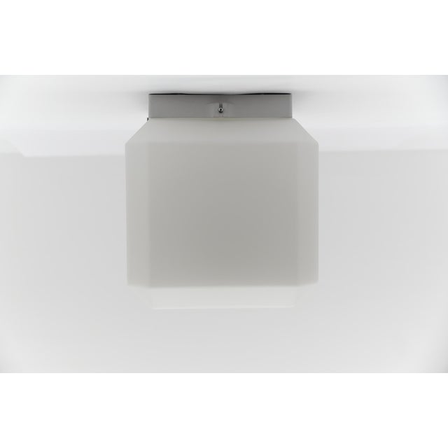 1960s Vintage German Cube Flush Mount in Opaline Glass, 1960s For Sale - Image 5 of 18