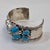 Native American Mid 20th Century Running Bear Sterling Silver Navajo Cuff Bracelet Kingsman Turquoise & Tigers Eye Gemstone Claw by James Shay For Sale - Image 3 of 6