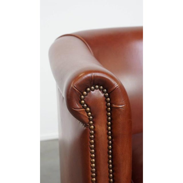 Cowhide Leather Club Chair with Decorative Nails For Sale - Image 10 of 14