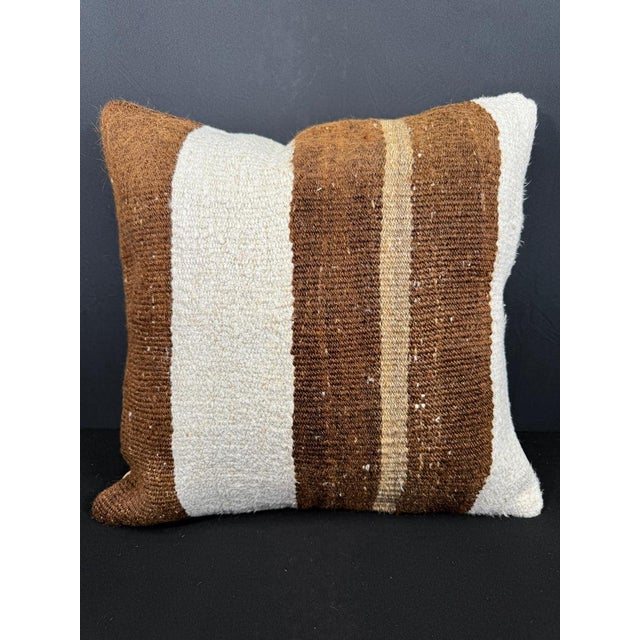 Turkish Hemp Pillow Cushion Natural Beige Brown Cushion Cover 20x20 For Sale - Image 4 of 4