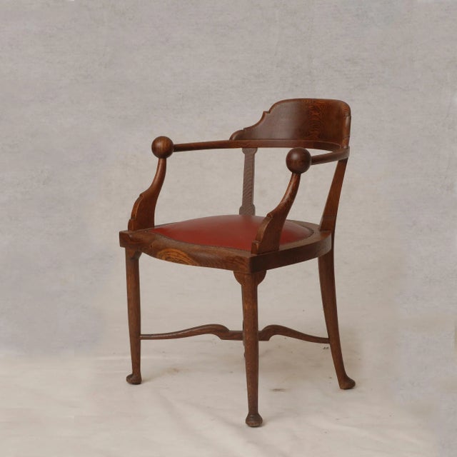 Brown Hungarian Solid Oak Model No. 803 Armchair from Lingel Karoly & Sons, 1915 For Sale - Image 8 of 9