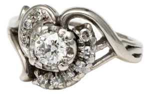 14KW Vintage Diamond(0.42) Heart Ring, size 4.25