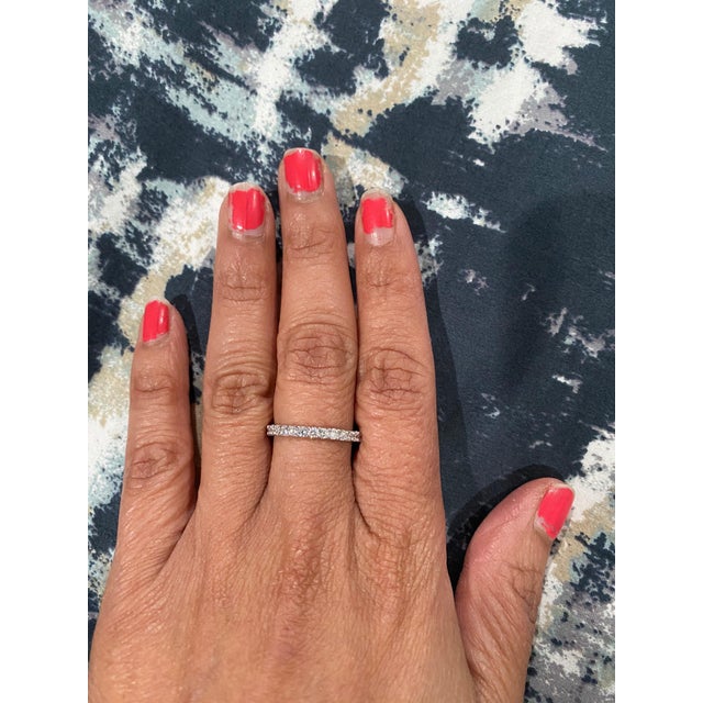 0.64 Carat Diamond 14 Karat White Gold Stackable Band, Size 7 For Sale In Los Angeles - Image 6 of 6