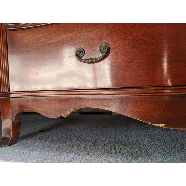 Vintage MidCentury Mahogany Chippendale Double Bow Front Dresser