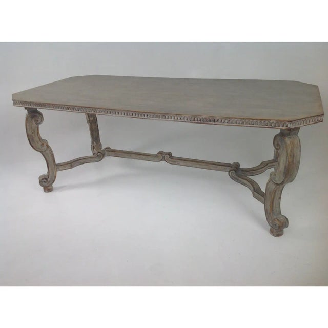 Shabby Chic Large Shabby Chic Gray Ceruse Dining Table For Sale - Image 3 of 8