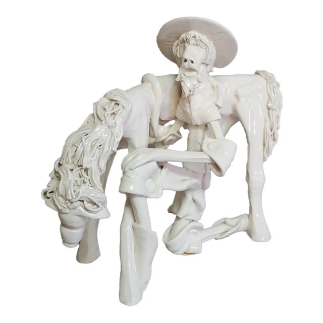 Italian Modernist Don Quixote & Horse Porcelain Sculpture For Sale