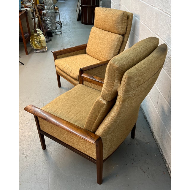 Mid 20th Century Mid-Century Modern High-Back Armchairs W/ Curved Armrests For Sale - Image 5 of 13