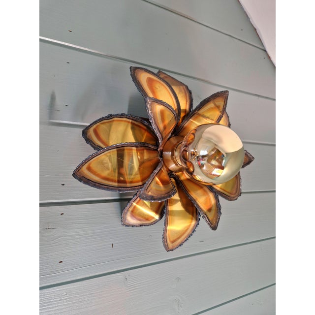 Gold Floral Brass Wall Sconces from Maison Jansen, 1970s, Set of 2 For Sale - Image 8 of 17