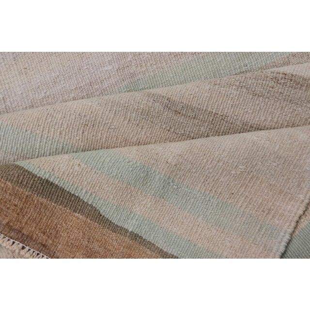 Striped Turkish Vintage Kilim Runner in Soft Pastel and Neutral Tones For Sale - Image 13 of 13