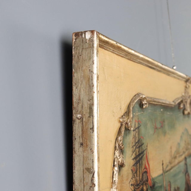 Unknown, Painting Sea and Port View, Oil on Panel For Sale - Image 10 of 12