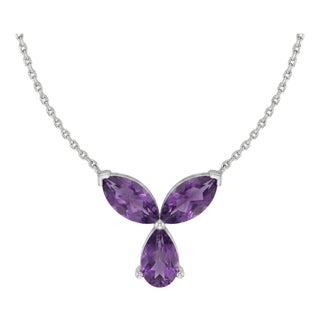 Natural Amethyst Floral Necklace - February Birthstone Dainty Necklace For Sale