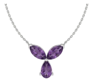 Natural Amethyst Floral Necklace - February Birthstone Dainty Necklace
