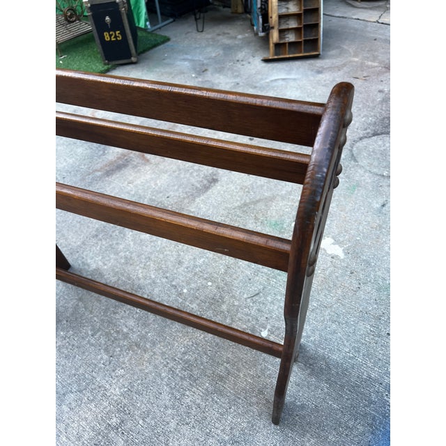 1970s Country Core Hearts Design Wooden Rustic Blanket Rack For Sale - Image 11 of 12