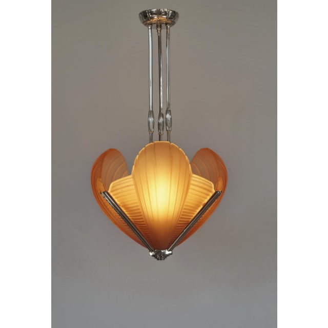 French Art Deco Chandelier by Petitot 1930 France For Sale - Image 10 of 13