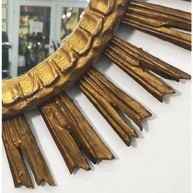 Gold Large French Gilt Starburst or Sunburst Mirror (Diameter 25) For Sale - Image 8 of 13