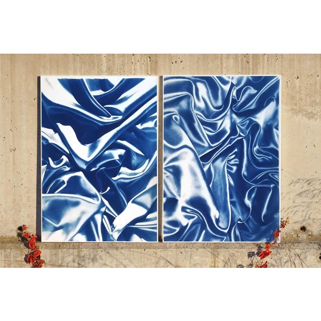 Contemporary Late Night Adventurous Duo (Of Silks), Classic Blue Handprinted Cyanotype on Watercolor Paper, Limited Edition For Sale - Image 3 of 12