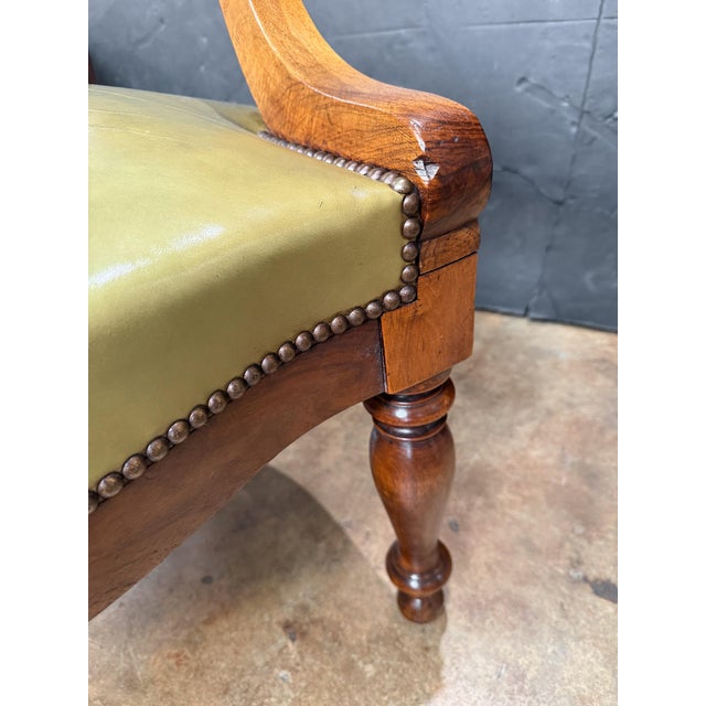 Louis Philippe Desk Armchair or Fauteuil De Bureau of Leather and Turned Walnut For Sale - Image 11 of 15