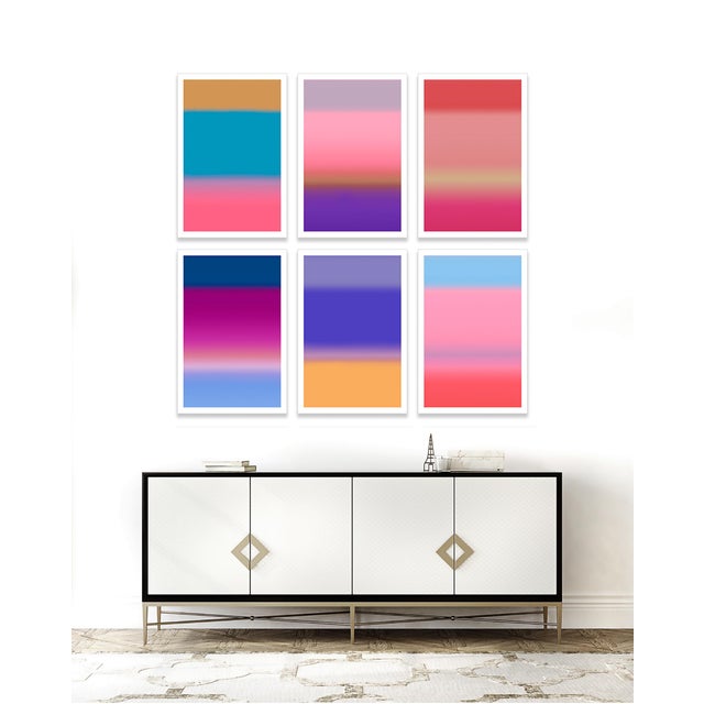 Mid-Century Modern Colour Block Art Prints 6 Pc Multiple Pink & Blue Set of 6 "48x48" by Angela Cameron For Sale - Image 3 of 3