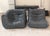 Authentic Sofa set by Michael Ducaroy for Lignet Roset. Dark Grey leather, has an attribution mark. Excellent condition,...