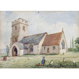 19th Century Clatworthy Church Watercolor Painting For Sale