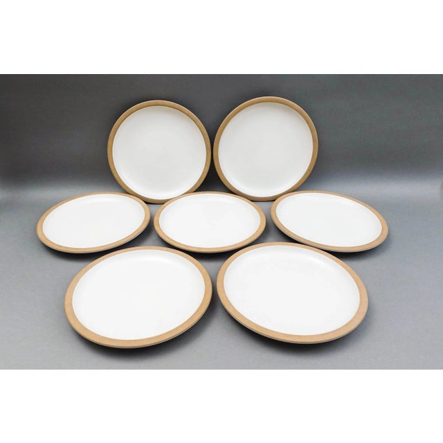 Edith Heath Ceramics Sausalito California White Dinner Plate Set Of 7. Measures approximately 11 1/4" diameter.