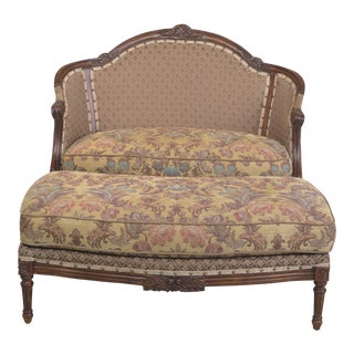 French Louis XV Style Loveseat with Ottoman - A Pair For Sale