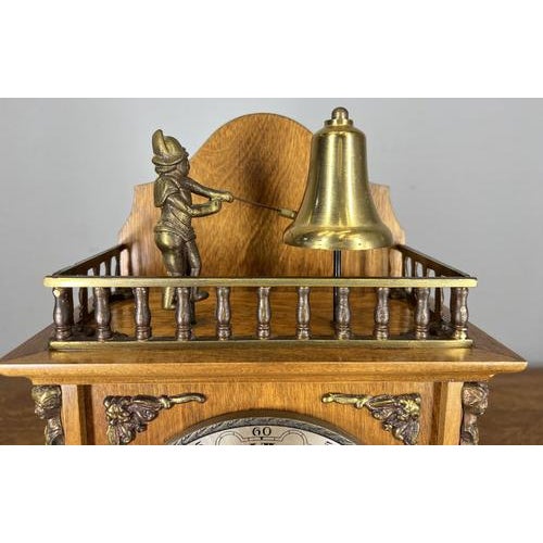 Wood Vintage French Style Mantel Clock For Sale - Image 7 of 16