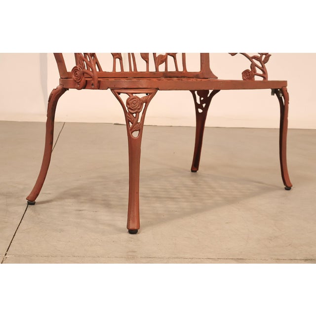 Metal Cast Aluminum Vintage Rose Garden Bench For Sale - Image 7 of 18