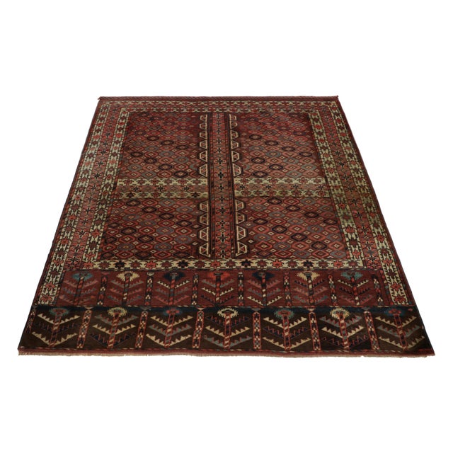 Brown Antique Hachli Persian Rug, Brown and Red With Geometric Patterns - Rug & Kilim For Sale - Image 8 of 8