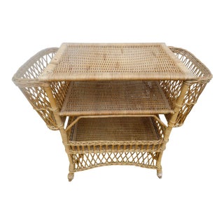 Very Rare Antique Wicker Dry Bar From Heywood Wakefield For Sale