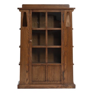Mission 1 Door Bookcase With Side Shelves - Walnut Stain For Sale