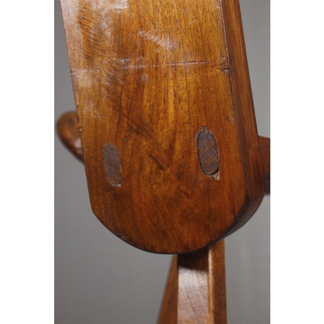 Mid-Century Modern Brutalist Tripod Chairs with Hand Carved Details, 1950s, Set of 2 For Sale - Image 10 of 17