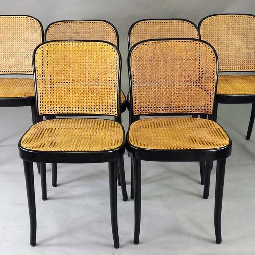 Viennese No. 811 Chairs by Josef Hoffmann for Drevounia, 1980s, Set of 6 For Sale - Image 3 of 9