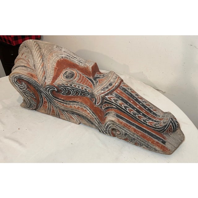 Up for sale is a huge antique hand carved wooden house facade ornament from Indonesia North Sumatra Batak people. This...