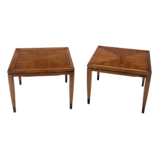 Pair of Mid Century Modern Square Walnut Side End Tables Removable Legs MINT! For Sale