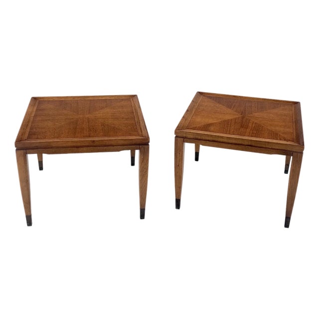 Pair of Mid Century Modern Square Walnut Side End Tables Removable Legs MINT! For Sale