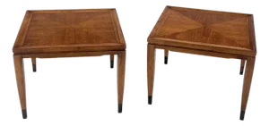 Pair of Mid Century Modern Square Walnut Side End Tables Removable Legs MINT!
