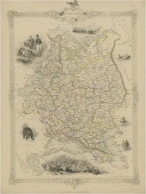 Map of Russia with Vignettes of the Neoskoi Prospect, 1851