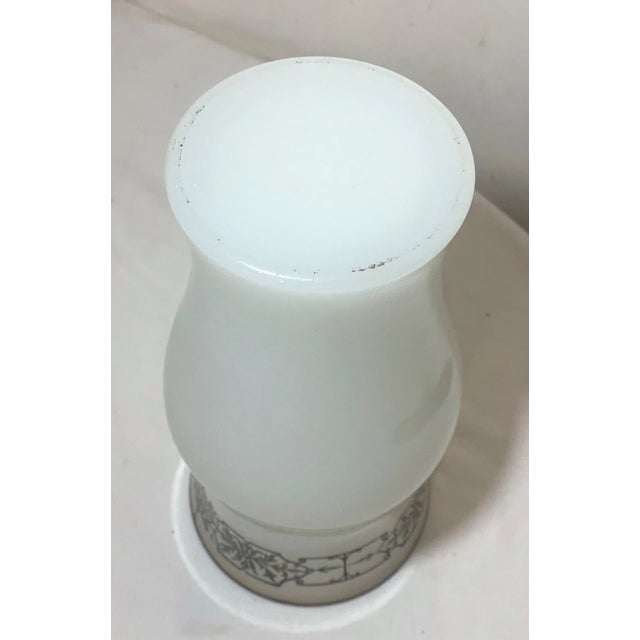 Antique Ornate Sterling Silver Overlaid Opal Opaline Tall Glass Vase For Sale - Image 9 of 12