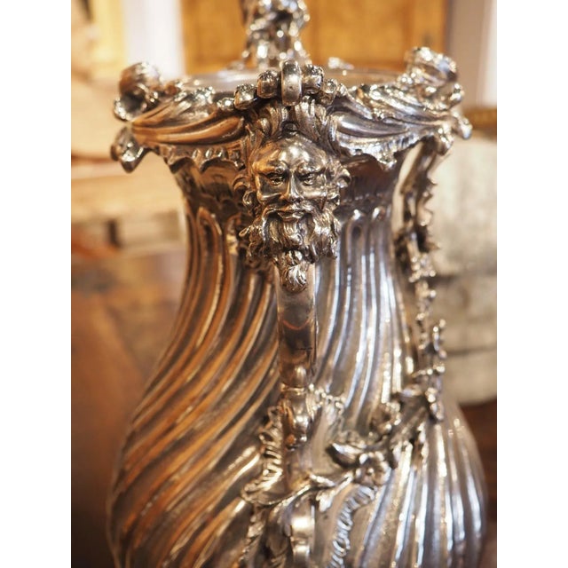 Antique Silvered Bronze Pitcher From France, Circa 1890 For Sale - Image 9 of 13