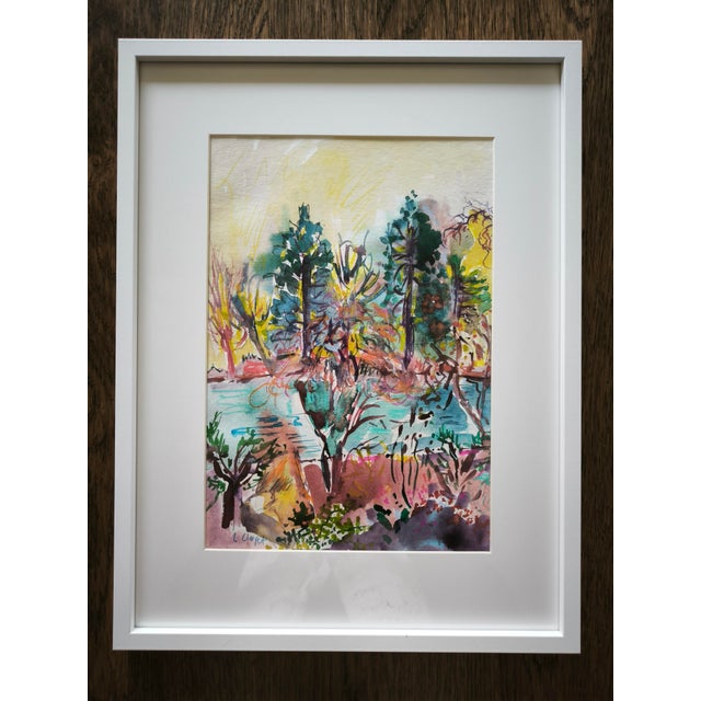 Watercolor and pastel drawing created from life, framed with a white frame and mat. Unframed: 29.7 x 21 cm Framed: 42 x 32...