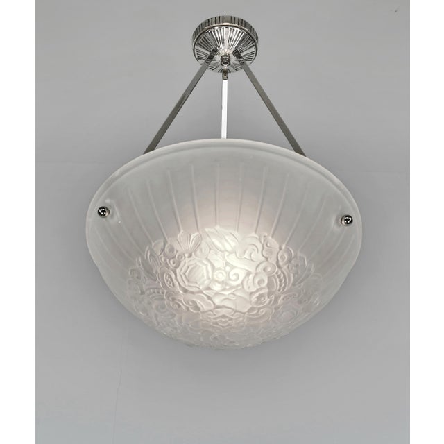 Art Deco French Art Deco Pendant Light by Hettier Et Vincent & Hanots 1920s France For Sale - Image 3 of 12