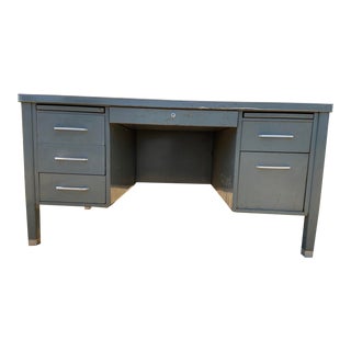 1940s Vintage Metal Tanker Desk For Sale