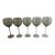 Late 20th Century Olive Green Ombré Optic Ribbed Balloon Bowl Wine Goblets - Set of 5 For Sale