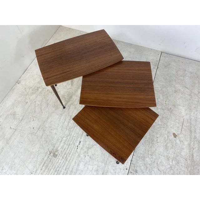 Vintage, Mid-Century, Scandinavian, Teak Nest of Side Tables. Made in Denmark in the 1950s. With drumstick legs.